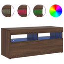 tv-bord med LED-lys 90x35x40 cm brun egetræsfarve