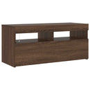 tv-bord med LED-lys 90x35x40 cm brun egetræsfarve
