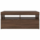 tv-bord med LED-lys 90x35x40 cm brun egetræsfarve