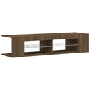 tv-bord med LED-lys 135x39x30 cm brun eg