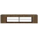 tv-bord med LED-lys 135x39x30 cm brun eg