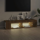 tv-bord med LED-lys 135x39x30 cm brun eg