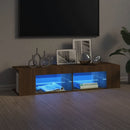 tv-bord med LED-lys 135x39x30 cm brun eg
