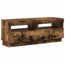 tv-bord med LED-lys 100x35x40 cm røget eg