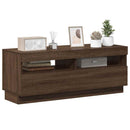 tv-bord med LED-lys 100x35x40 cm brun eg
