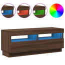 tv-bord med LED-lys 100x35x40 cm brun eg