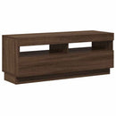 tv-bord med LED-lys 100x35x40 cm brun eg