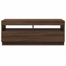 tv-bord med LED-lys 100x35x40 cm brun eg