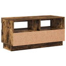 tv-bord med LED-lys 80x35x40 cm røget eg