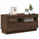 tv-bord med LED-lys 80x35x40 cm brun eg