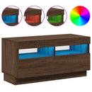 tv-bord med LED-lys 80x35x40 cm brun eg