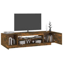 tv-bord med LED-lys 160x35x40 cm røget egetræsfarve
