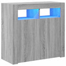 skænk med LED-lys 80x35x75 cm grå sonoma-eg