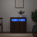 skænk med LED-lys 80x35x75 cm brun eg
