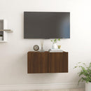 væghængt tv-bord 60x30x30 cm konstrueret træ brun egetræ