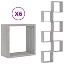 væghylder 6 stk. 30x15x30 cm kubeformet grå sonoma-eg