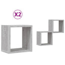 Væghylder 2 pcs Grå Sonoma 26 x 15 x 26 cm Konstrueret træ