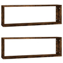 væghylder 2 stk. 80x15x26,5 cm konstrueret træ røget egetræ