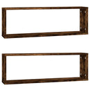 væghylder 2 stk. 80x15x26,5 cm konstrueret træ røget egetræ