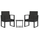 loungesæt til haven 3 dele med hynder polyrattan sort