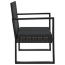 loungesæt til haven 3 dele med hynder polyrattan sort