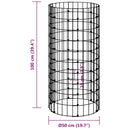 gabionsøjle Ø50x100 cm galvaniseret stål rund