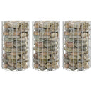 rundt gabion-havebede 3 stk. Ø30x50 cm galvaniseret stål