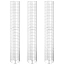rundt gabion-havebede 3 stk. Ø30x200 cm galvaniseret stål