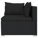 loungesæt til haven 6 dele med hynder polyrattan sort