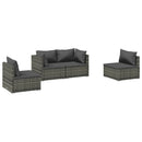 loungesæt til haven 4 dele med hynder polyrattan grå