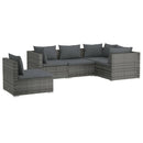loungesæt til haven 5 dele med hynder polyrattan grå