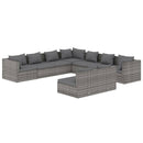 loungesæt til haven 9 dele med hynder polyrattan grå