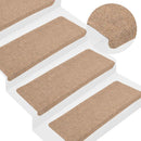 selvklæbende trappemåtter 15 stk. 65x24,5x3,5 cm beige
