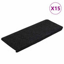 selvklæbende trappemåtter 15 stk. 65x24,5x3,5 cm sort