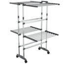tørrestativ 2 niveauer med hjul 60x70x106 cm sølvfarvet