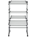 tørrestativ 2 niveauer med hjul 60x70x106 cm sølvfarvet