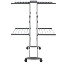 tørrestativ 2 niveauer med hjul 60x70x106 cm sølvfarvet