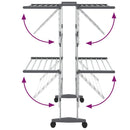 tørrestativ 2 niveauer med hjul 60x70x106 cm sølvfarvet