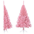 kunstigt halvt juletræ med juletræsfod 120 cm PVC pink
