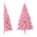 kunstigt halvt juletræ med juletræsfod 180 cm PVC pink