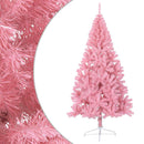 kunstigt halvt juletræ med juletræsfod 180 cm PVC pink