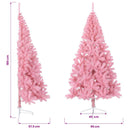 kunstigt halvt juletræ med juletræsfod 180 cm PVC pink