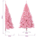 kunstigt halvt juletræ med juletræsfod 210 cm PVC pink