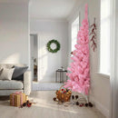 kunstigt halvt juletræ med juletræsfod 210 cm PVC pink
