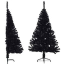 kunstigt halvt juletræ med juletræsfod 150 cm PVC sort