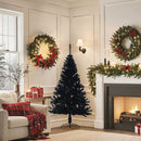 kunstigt halvt juletræ med juletræsfod 150 cm PVC sort