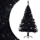 kunstigt halvt juletræ med juletræsfod 150 cm PVC sort