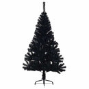 kunstigt halvt juletræ med juletræsfod 150 cm PVC sort