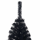 kunstigt halvt juletræ med juletræsfod 150 cm PVC sort