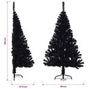 kunstigt halvt juletræ med juletræsfod 150 cm PVC sort